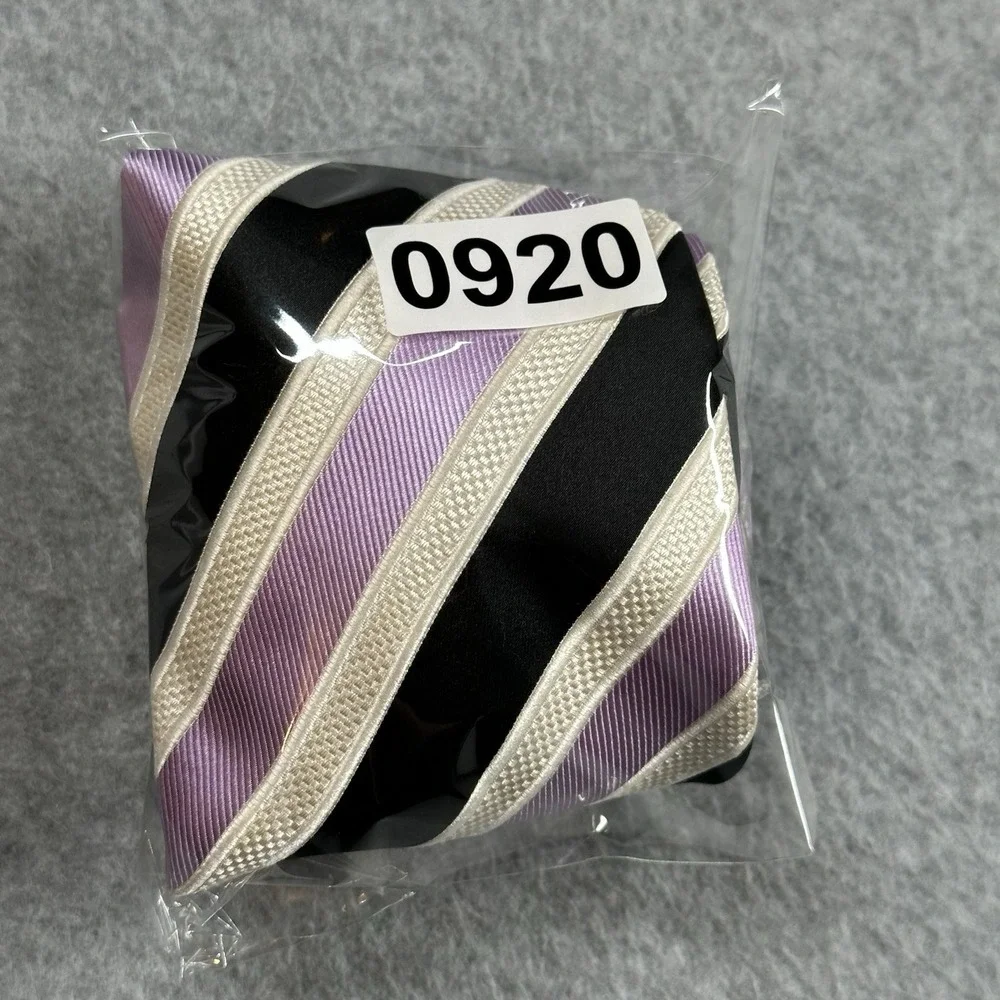 Donald Trump Silk Tie Black Lavender Stripe Power Necktie Mens 60x3.3in NOTE